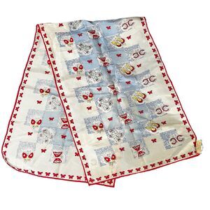 Vintage Top Hit Fashion 100% Silk Butterfly Scarf 34” Tie Japan Red Blue Yellow